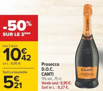 Carrefour Canti prosecco d.o.c. offre