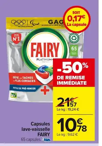 Carrefour Market Fairy capsules lave-vaisselle offre