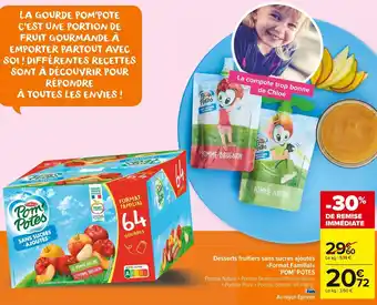 Carrefour Market Pom’ potes desserts fruitiers sans sucres ajoutés format familial offre