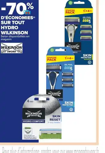 Wilkinson -70% d’économies sur tout hydro wilkinson