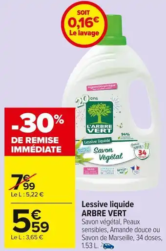 Carrefour Market Arbre vert lessive liquide offre