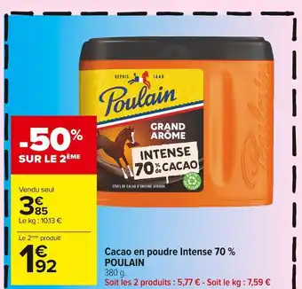 Carrefour Market Poulain cacao en poudre intense 70 % offre