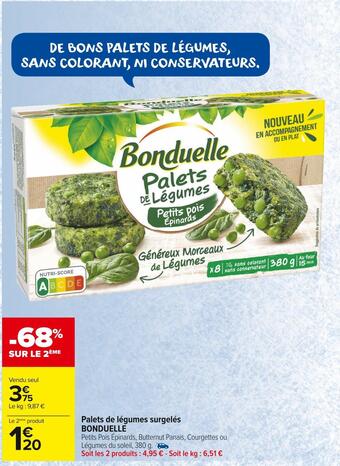 Carrefour Market Bonduelle palets de légumes surgelés offre