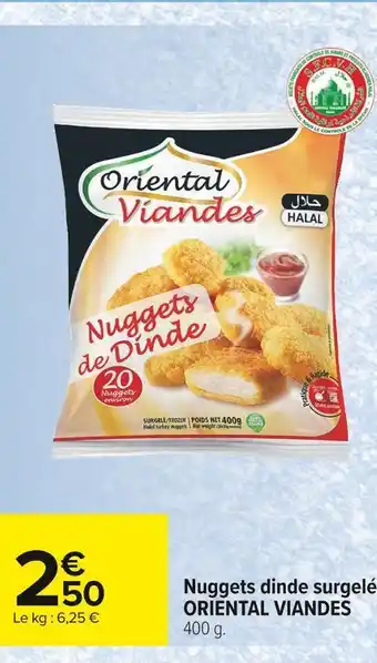 Carrefour Market Oriental viandes cordon bleu de dinde halal surgelé offre