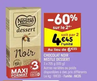 Leader Price Chocolat noir nestle dessert offre