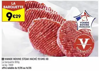 Leader Price Viande bovine steak haché 15%mg x8 offre
