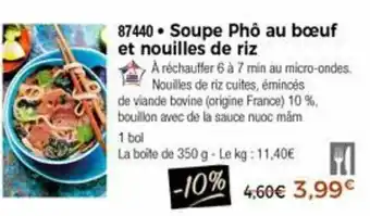 Thiriet Soupe phô au bœuf et nouilles de riz offre