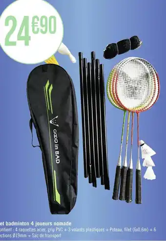 Set badminton 4 joueurs nomade