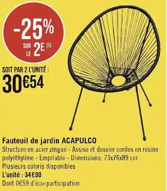 Fauteuil de jardin acapulco