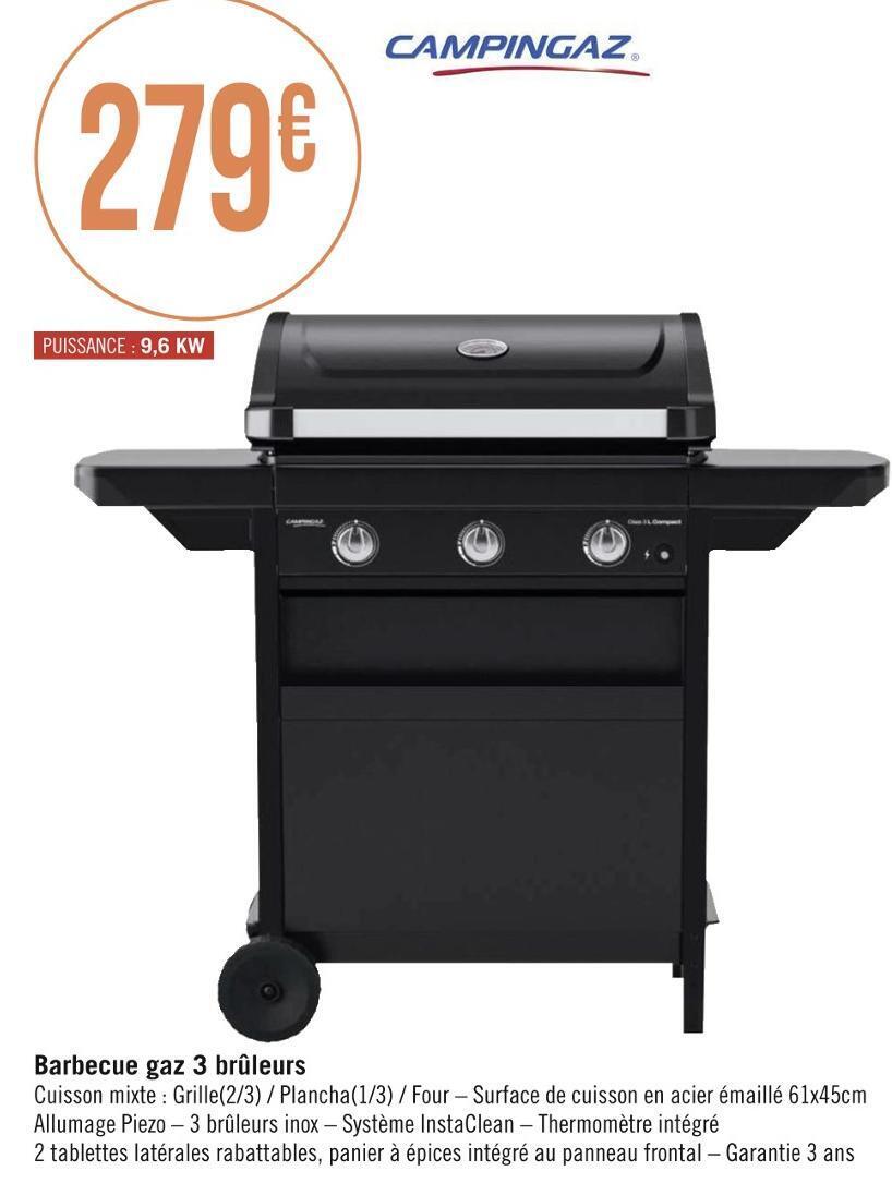 Promo Campingaz barbecue gaz 3 brûleurs chez Casino Hyperfrais