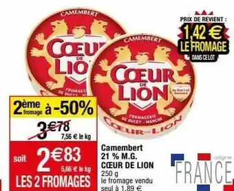 Migros Camembert coeur de lion offre