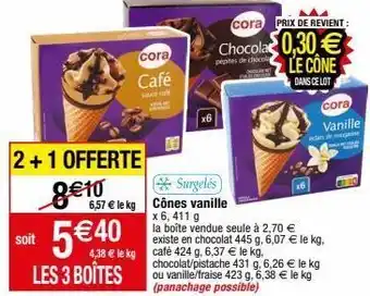 Migros Cônes à la vanille cora offre