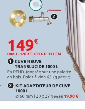 Rural Master Kit adaptateur de cuve 1000l offre