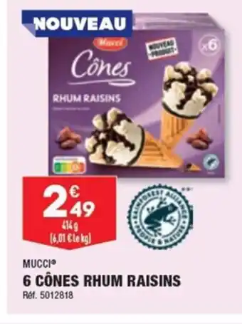 ALDI MUCCI 6 CÔNES RHUM RAISINS offre