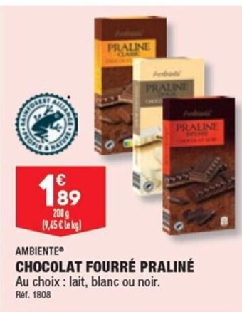 ALDI AMBIENTE CHOCOLAT FOURRÉ PRALINÉ offre