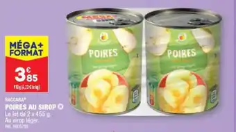 ALDI BACCARA POIRES AU SIROP offre