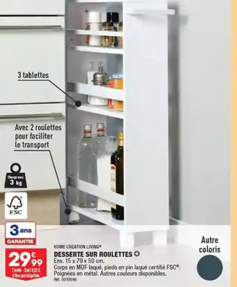 ALDI HOME CREATION LIVING® DESSERTE SUR ROULETTES offre