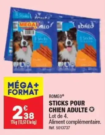 ALDI ROMEO STICKS POUR CHIEN ADULTE Lot de 4. offre