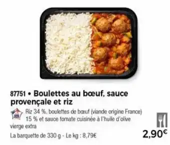 Thiriet Boulettes au bœuf, sauce provençale et riz offre