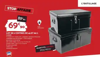 Bricomarché LOT DE 2 COFFRES DE 45 ET 60 L offre