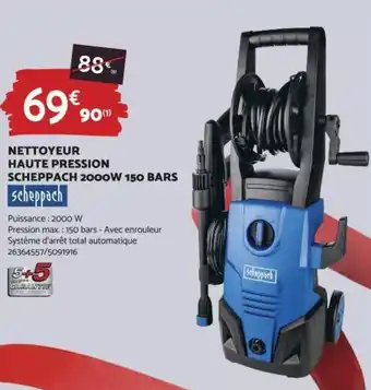Bricomarché NETTOYEUR HAUTE PRESSION SCHEPPACH 2000W 150 BARS offre