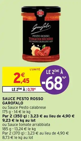 Intermarché Hyper SAUCE PESTO ROSSO GAROFAou Sauce Pesto calabrese offre