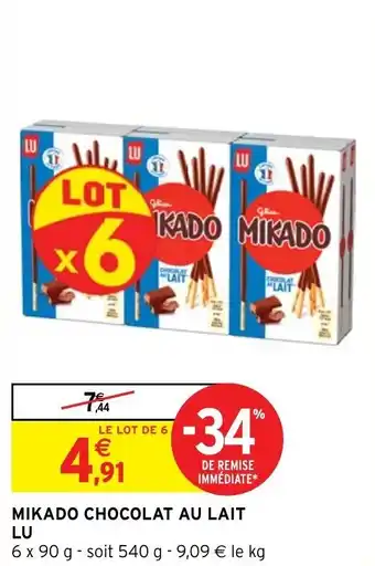 Intermarché Hyper MIKADO CHOCOLAT AU LAIT LU offre