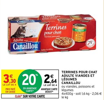 Intermarché Hyper TERRINES POUR CHAT ADULTE VIANDES ET LÉGUMES CANAILLOU offre