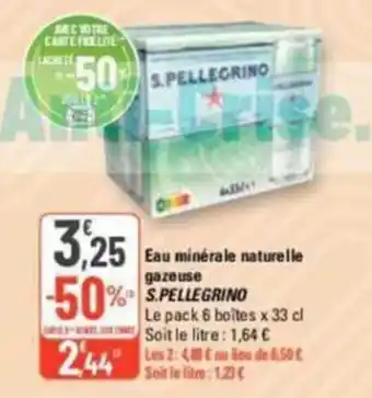 G20 Eau minérale naturelle gazeuse S.PELLEGRINO offre