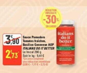 G20 Sauce Pomodoro Tomates fraiches, Basilico Genovese AOP ITALIANS DO IT BETTER offre