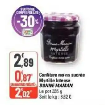 G20 Confiture moins sucrée Myrtille Intense ENGE BONNE MAMAN offre