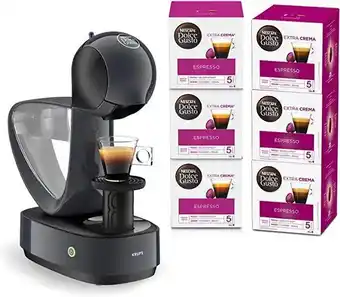 Amazon Krups nescafé dolce gusto machine à café + 6 boites de capsules, cafetière multi-boissons, grand réservoir amovible, press... offre