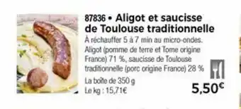 Thiriet Aligot Et Saucisse De Toulouse Traditionnelle offre