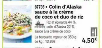 Colin D'Alaska Sauce à La Créme De Coco Et Duo De Riz