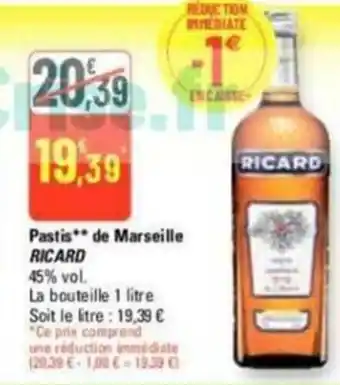 G20 Pastis** de Marseille RICARD offre