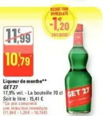 G20 Liqueur de menthe** GET 27 offre