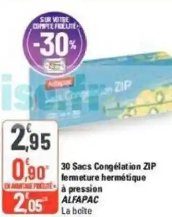 G20 30 Sacs Congelation ZIP fermeture hermétique - a pression ALFAPAC offre