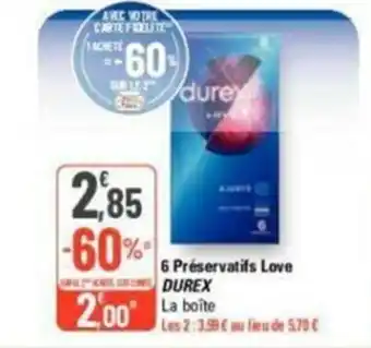 6 Préservatifs Love | DUREX 2.00 La boite