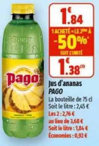 Coccinelle Express Jus d'ananas PAGO offre