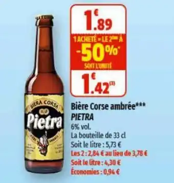 Coccinelle Express Bière Corse ambrée*** PIETRA offre