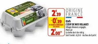 Coccinelle Express Œufs L'OEUF DE NOS VILLAGES offre