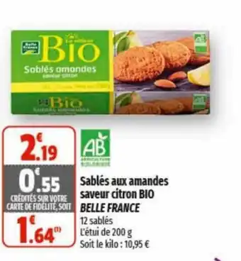 Coccinelle Express Sablés amandes saveur citron BIO BELLE FRANCE offre