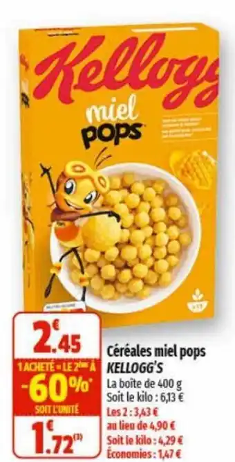 Coccinelle Express Céréales miel pops Kellogg's offre