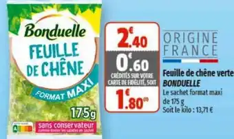 Coccinelle Supermarché Feuille de chêne verte BONDUELLE offre