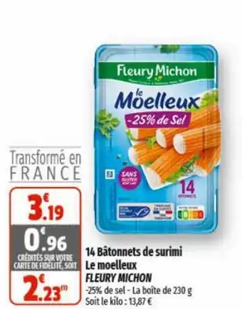 Coccinelle Supermarché 14 Bâtonnets de surimi Le moelleux FLEURY MICHON offre