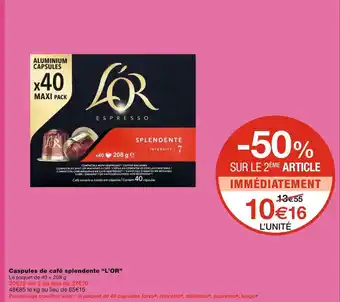 Monoprix L’or caspules de café splendente offre
