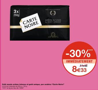 Monoprix Carte noire café moulu arôme intense et goût unique, pur arabica offre