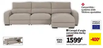 Conforama Canape d'angle convertible derby offre