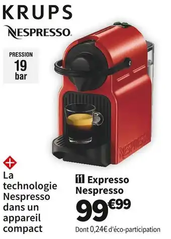Conforama Krups expresso portionnée nespresso yy1531fd offre