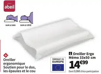 Conforama Abeil oreiller ergo mémo 33x50 cm offre